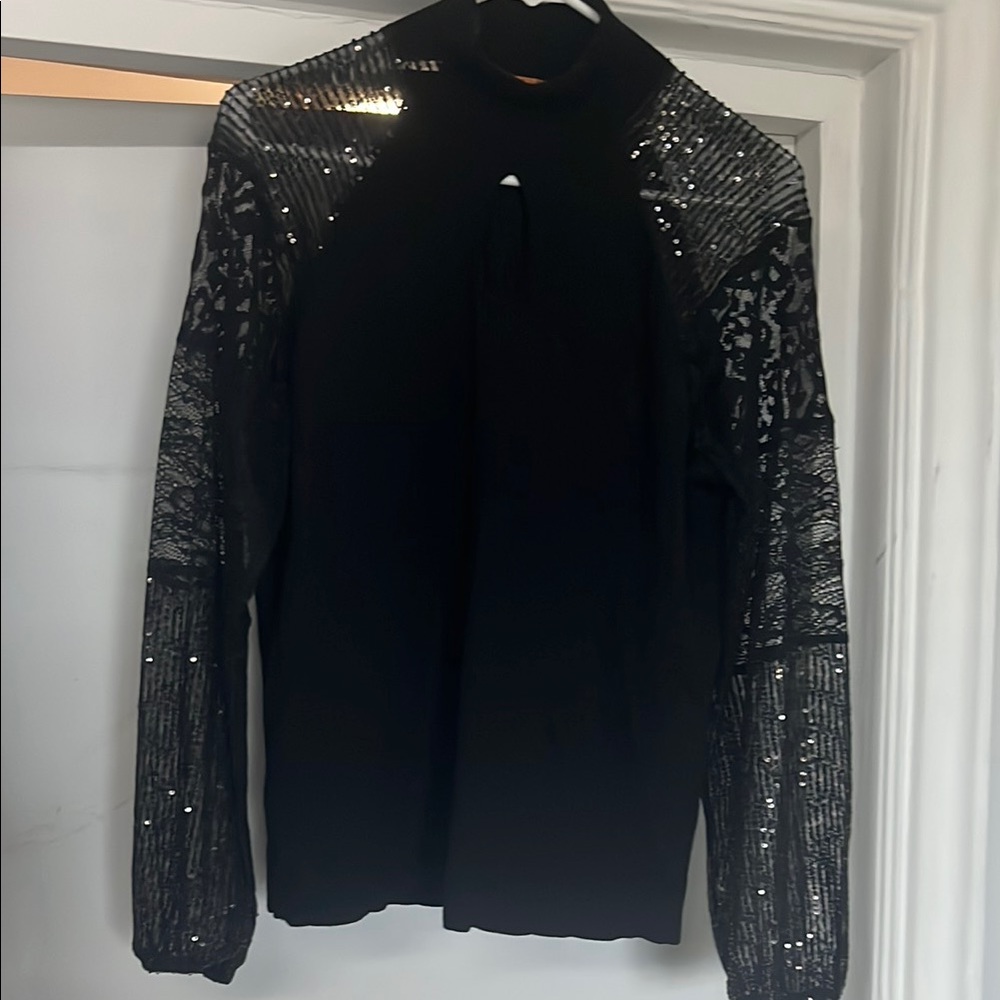 Elegant Black Sequin Top